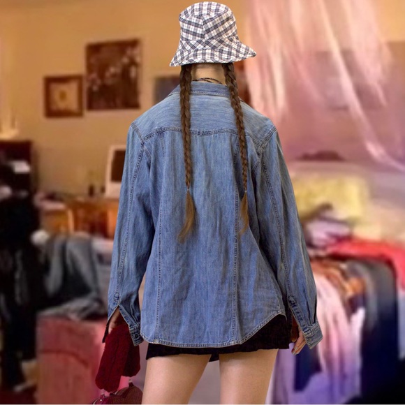 Vintage 90s grunge denim button up shirt - Picture 9 of 15